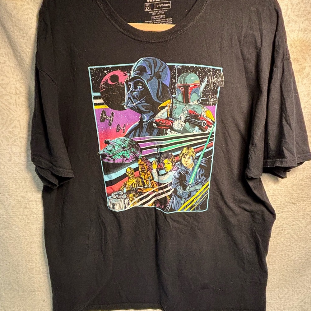 Star Wars Graphic T Shirt 2XL Darth Vader Boba Fett Vintage Style Fifth Sun